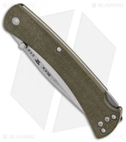 Buck Knives Buck 110 Slim Pro Lockback Knife OD Green Micarta (3.75" Satin) -Buck Knives Buck 110 Hunter Slim Pro OD Green Micarta Satin BHQ 88721 er spine