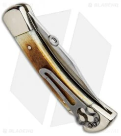 Buck Knives Buck 110 Lockback Folding Knife White Bone (3.75" Satin) -Buck Knives Buck 110 NS White Bone Clip BU110BNSSM4 BHQ 85121 jr side