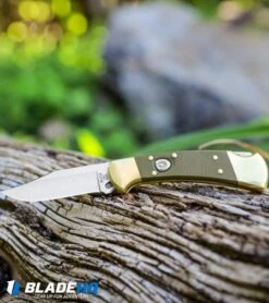 Buck Knives Buck 112 Exclusive Automatic Knife Green Micarta/Brass (3" Satin) -Buck Knives Buck 112 Exclusive Automatic Knife Green Micarta Brass Satin BHQ 101545 kp log web