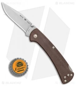 Buck Knives Buck 112 Slim Pro Lockback Knife Brown Micarta (3" Satin) -Buck Knives Buck 112 Ranger Slim Pro Brown Micarta Satin BHQ 88734 er bottlecap