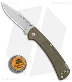 Buck Knives Buck 112 Slim Pro Lockback Folding Knife OD Green Micarta (3" Satin) -Buck Knives Buck 112 Slim Pro OD Green Micarta satin BHQ 88733 er bottlecap