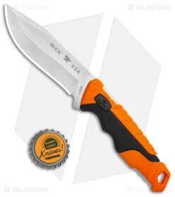 Buck Knives Buck Pursuit Pro Small Fixed Blade Knife Black/Orange (3.75" Satin) -Buck Knives Buck Pursuit Pro Small Guthook BHQ 115700 jr bottlecap