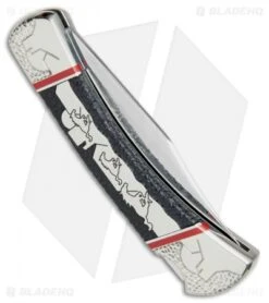 Buck Knives Buck Running Free L.E. Lockback Knife Black Jet Jasper (3.75" Mirror) 110YISLE1 -Buck Knives Buck Running Free LE LB Black Jet Jasper Mirror 110YISLE1 BHQ 82011 jr side