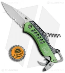 Buck Knives Buck Summit Liner Lock Knife Multi-Tool Green (2.5" Satin Serr) -Buck Knives Buck Summit LL Multi Tool Green Serr 7600 GRX BHQ 71303 jr bottlecap