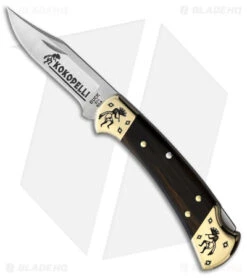Buck Knives Yellowhorse Custom Buck 112 Kokopelli Lockback Knife Ebony Wood (3" Satin)